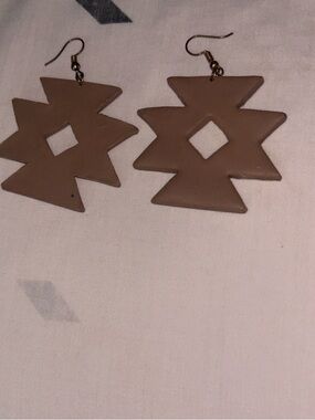 Taupe Geometric Star Drop Earrings - Lightweight Statement